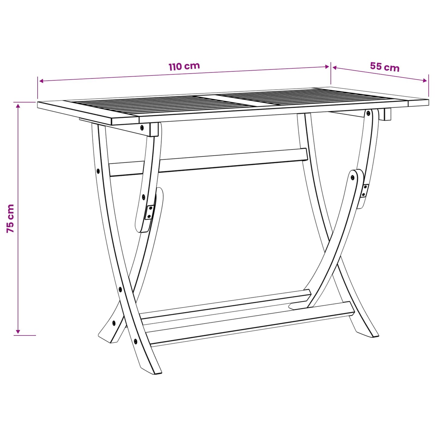Sydney Rechthoekige Tafel Bruin 110 x 55 x 75 cm