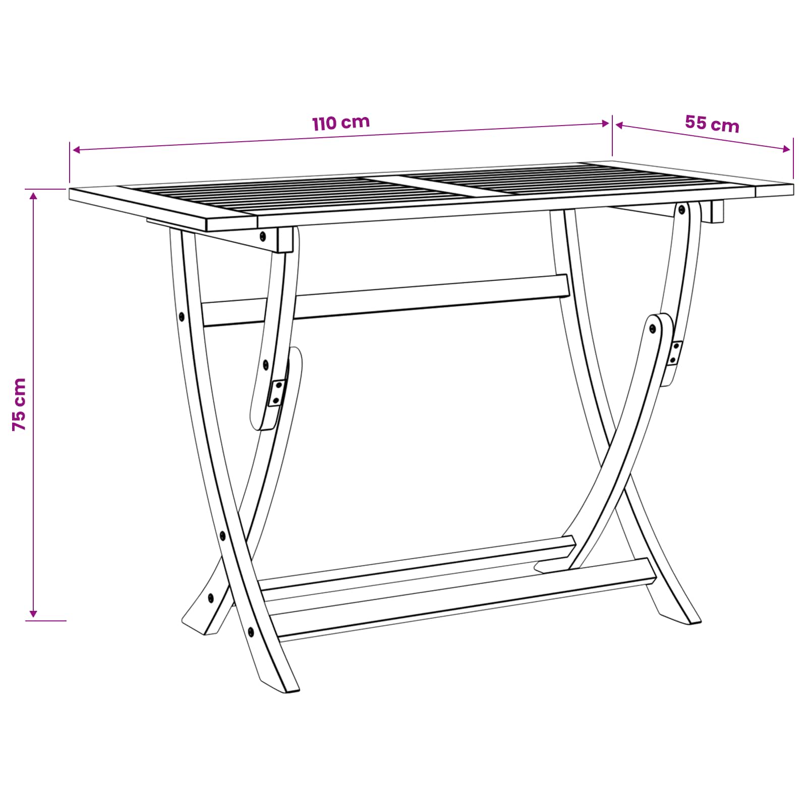 Sydney Rechthoekige Tafel Bruin 110 x 55 x 75 cm