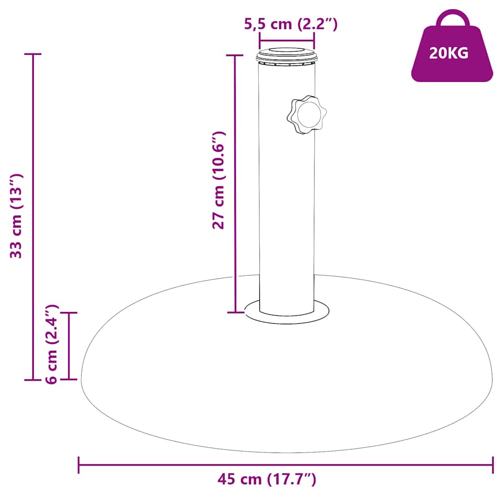 Parasolvoet Lichtgrijs Ø 45 X 33 Cm Betonkleurig Lichtgrijze steen zonder wielen