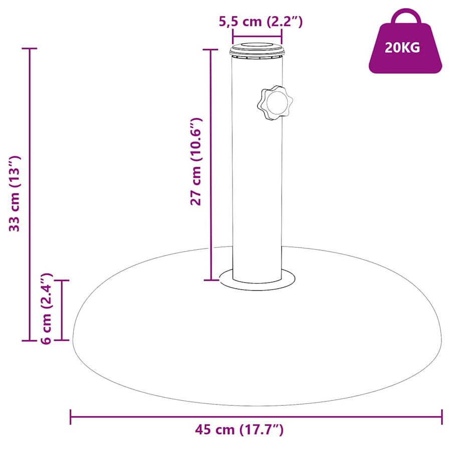 Parasolvoet Lichtgrijs Ø 45 X 33 Cm Betonkleurig Lichtgrijze steen zonder wielen