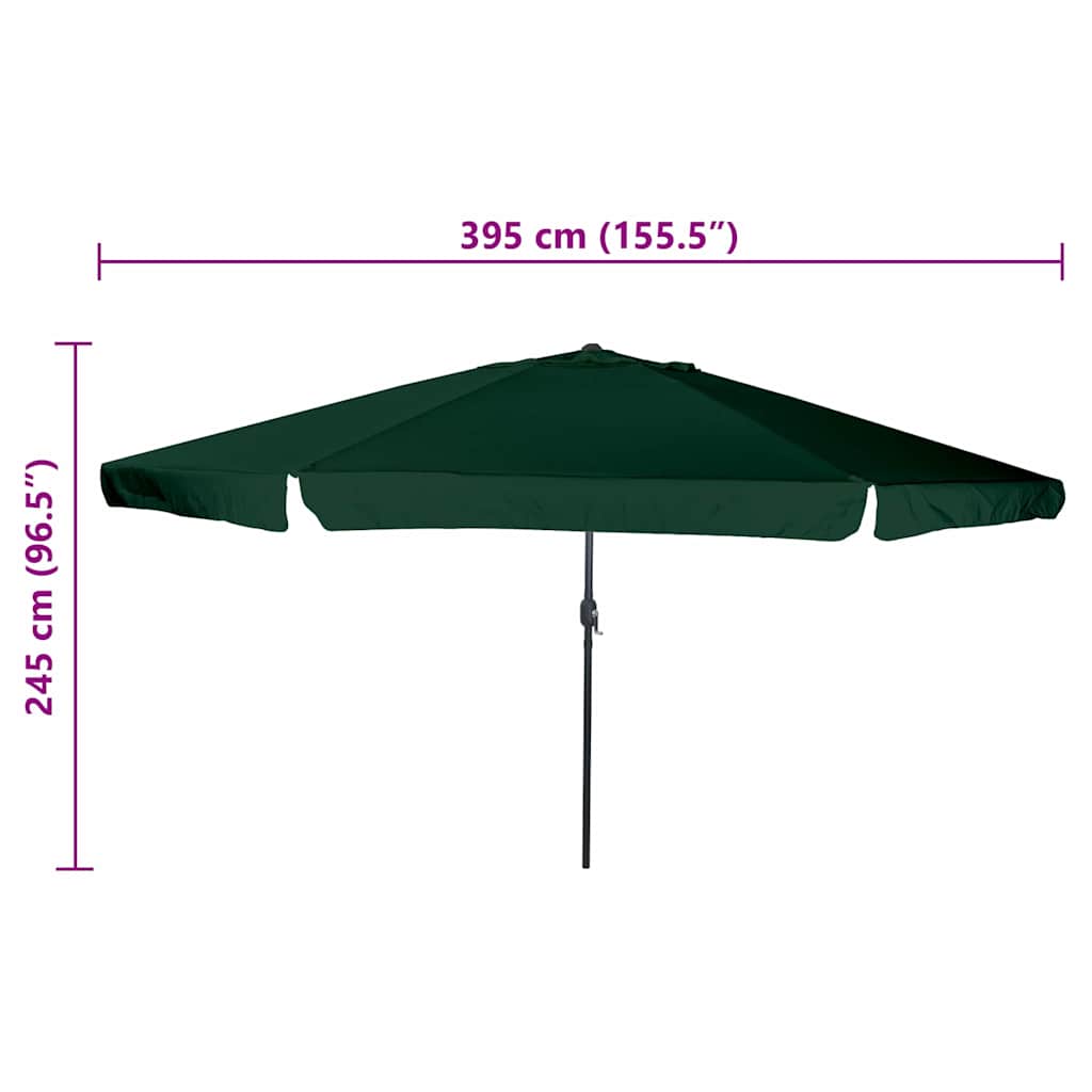 Tuinparasol Groen 395 x 395 x 245 cm Polyester en staal