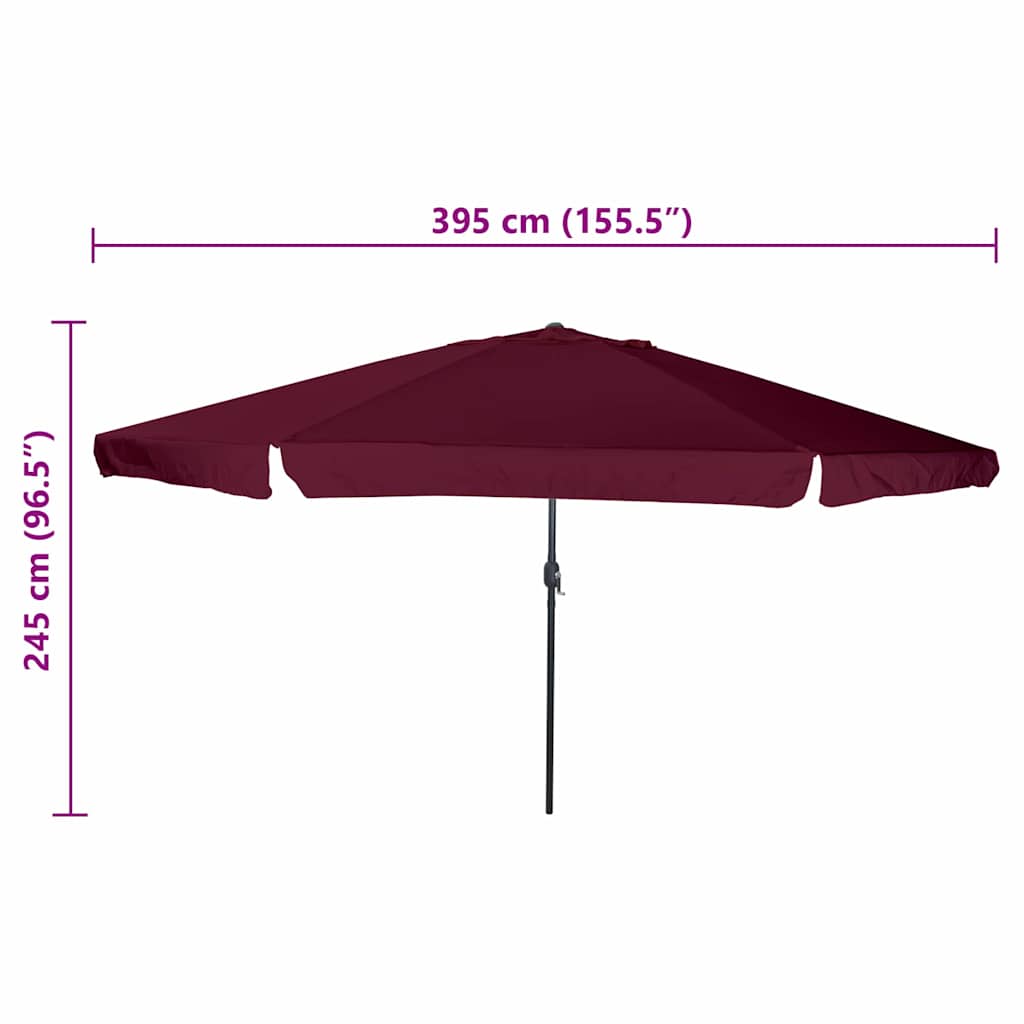 Tuinparasol Bordeaux Rood 395 x 395 x 245 cm Polyester en staal
