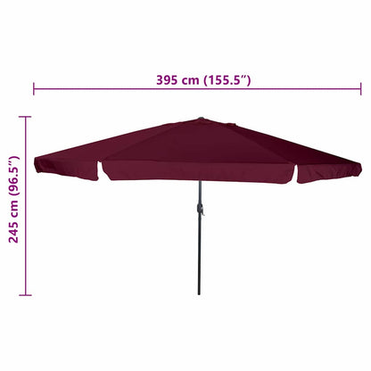 Tuinparasol Bordeaux Rood 395 x 395 x 245 cm Polyester en staal