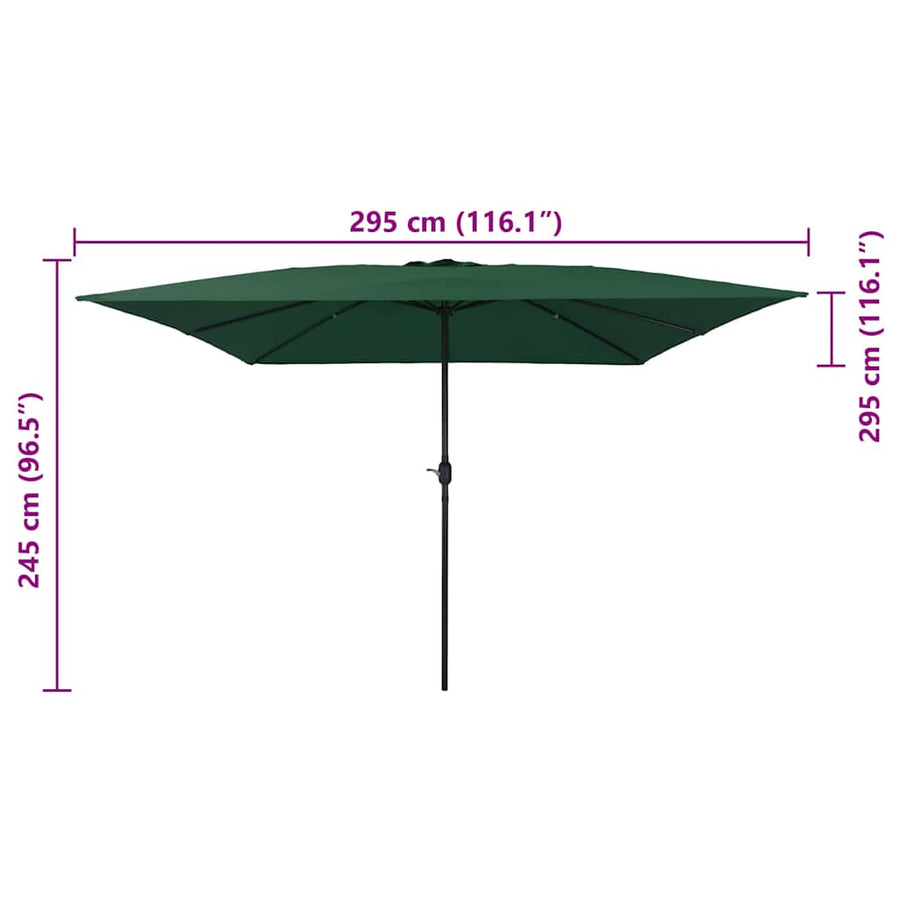Tuinparasol Groen 295 x 295 x 245 cm Polyester en staal