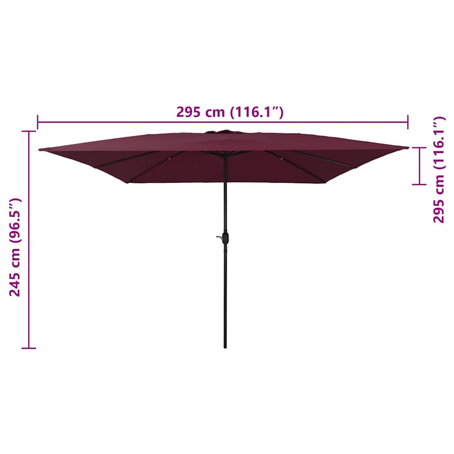 Tuinparasol Bordeaux Rood 295 x 295 x 245 cm Polyester en staal