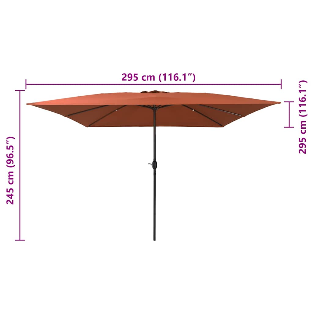 Tuinparasol Terracotta 295 x 295 x 245 cm Polyester en staal