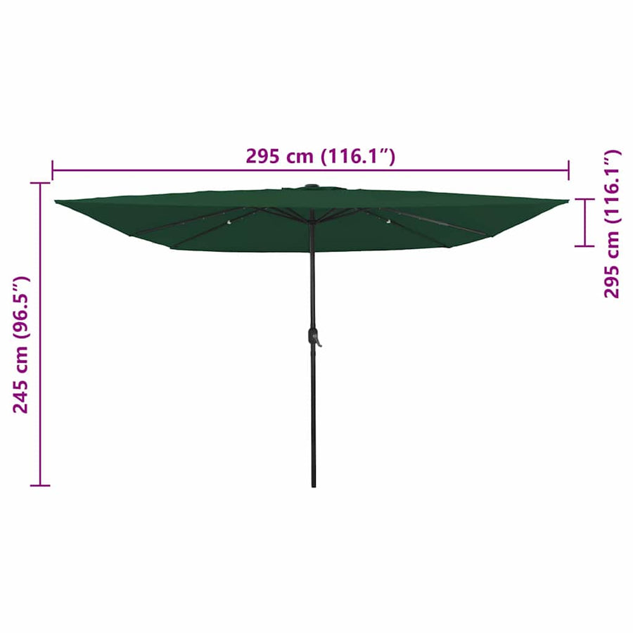 Tuinparasol Groen 295 x 295 x 245 cm Polyester en staal
