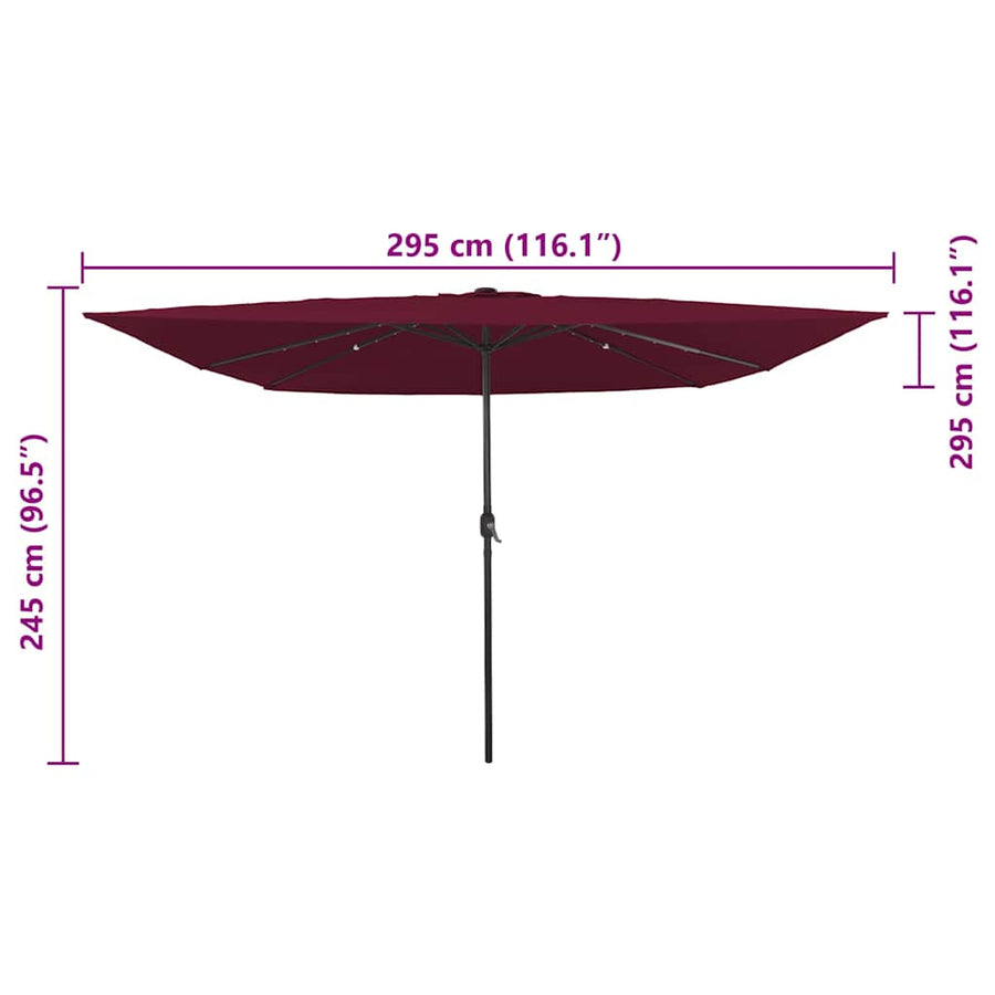 Tuinparasol Bordeaux Rood 295 x 295 x 245 cm Polyester en staal