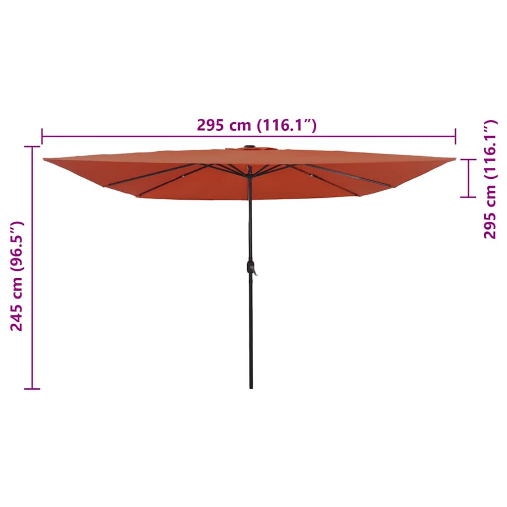 Tuinparasol Terracotta 295 x 295 x 245 cm Polyester en staal