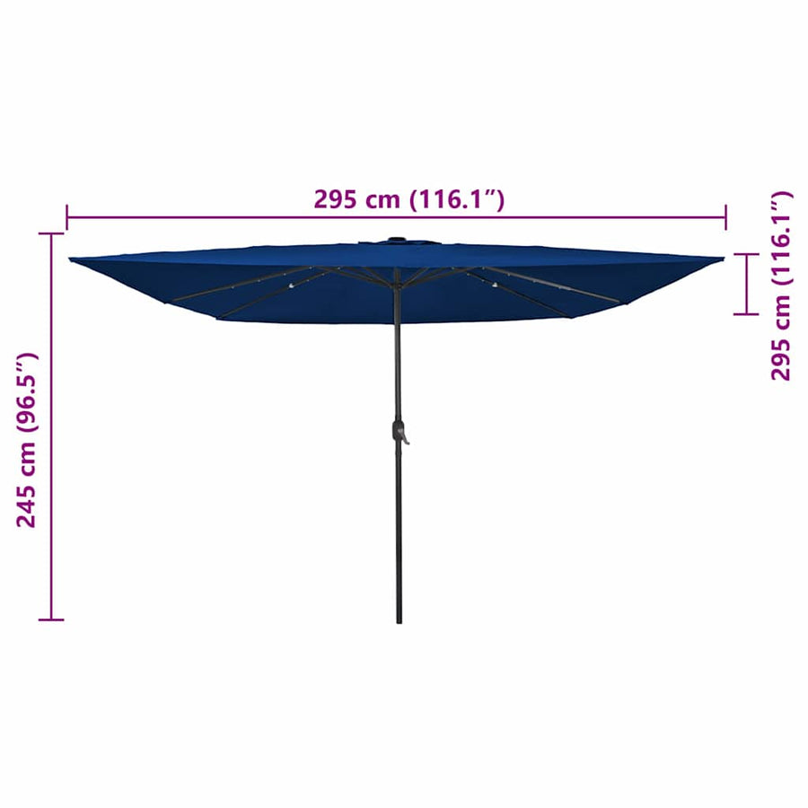 Tuinparasol Azurblauw 295 x 295 x 245 cm Polyester en staal
