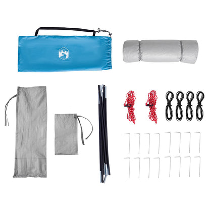 Camping Tent Set met dak met opslag 2 pcs Blauw Taffeta en Stof