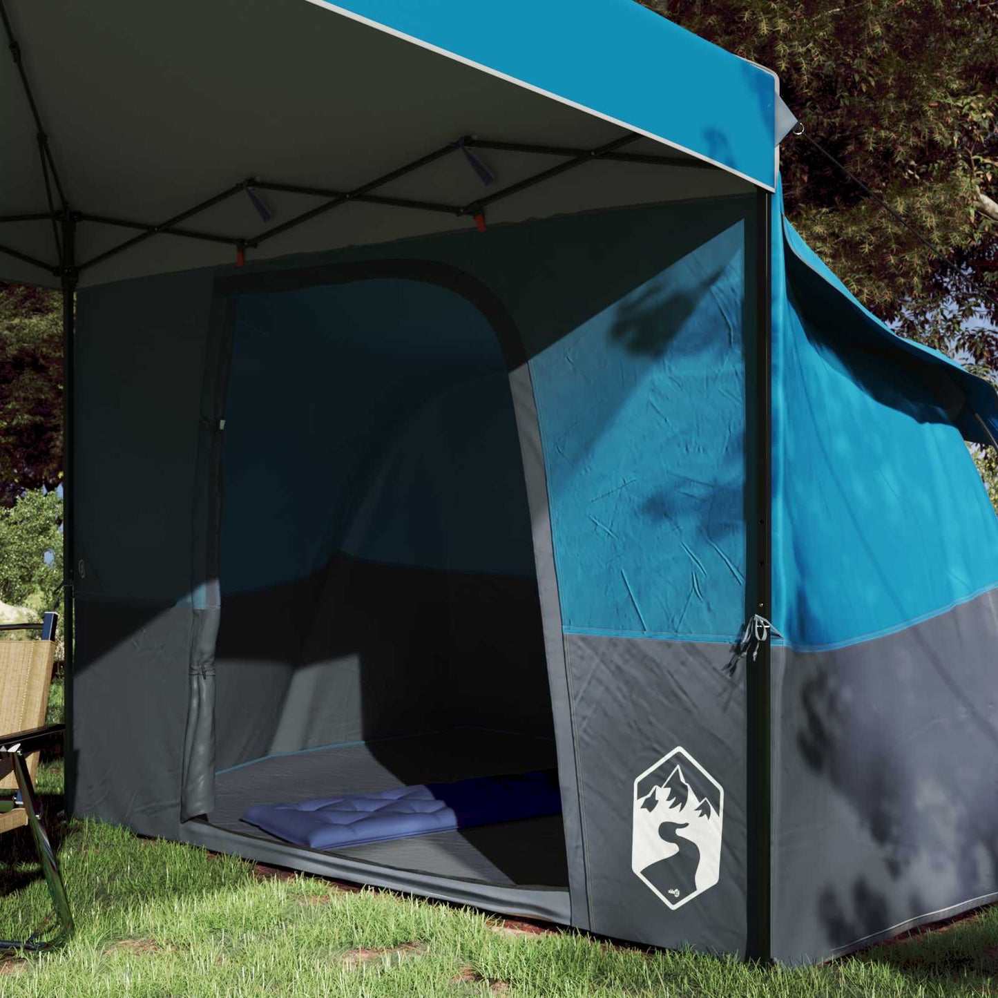 Camping Tent Set met dak met opslag 2 pcs Blauw Taffeta en Stof