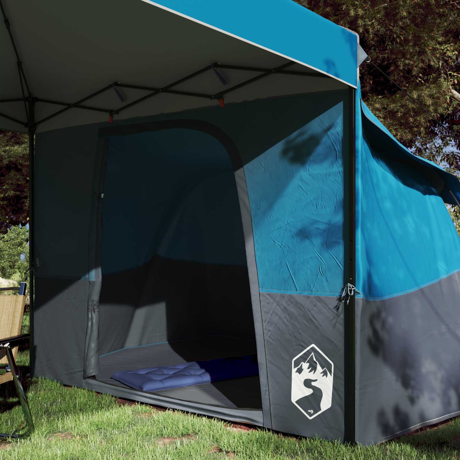 Camping Tent Set met dak met opslag 2 pcs Blauw Taffeta en Stof