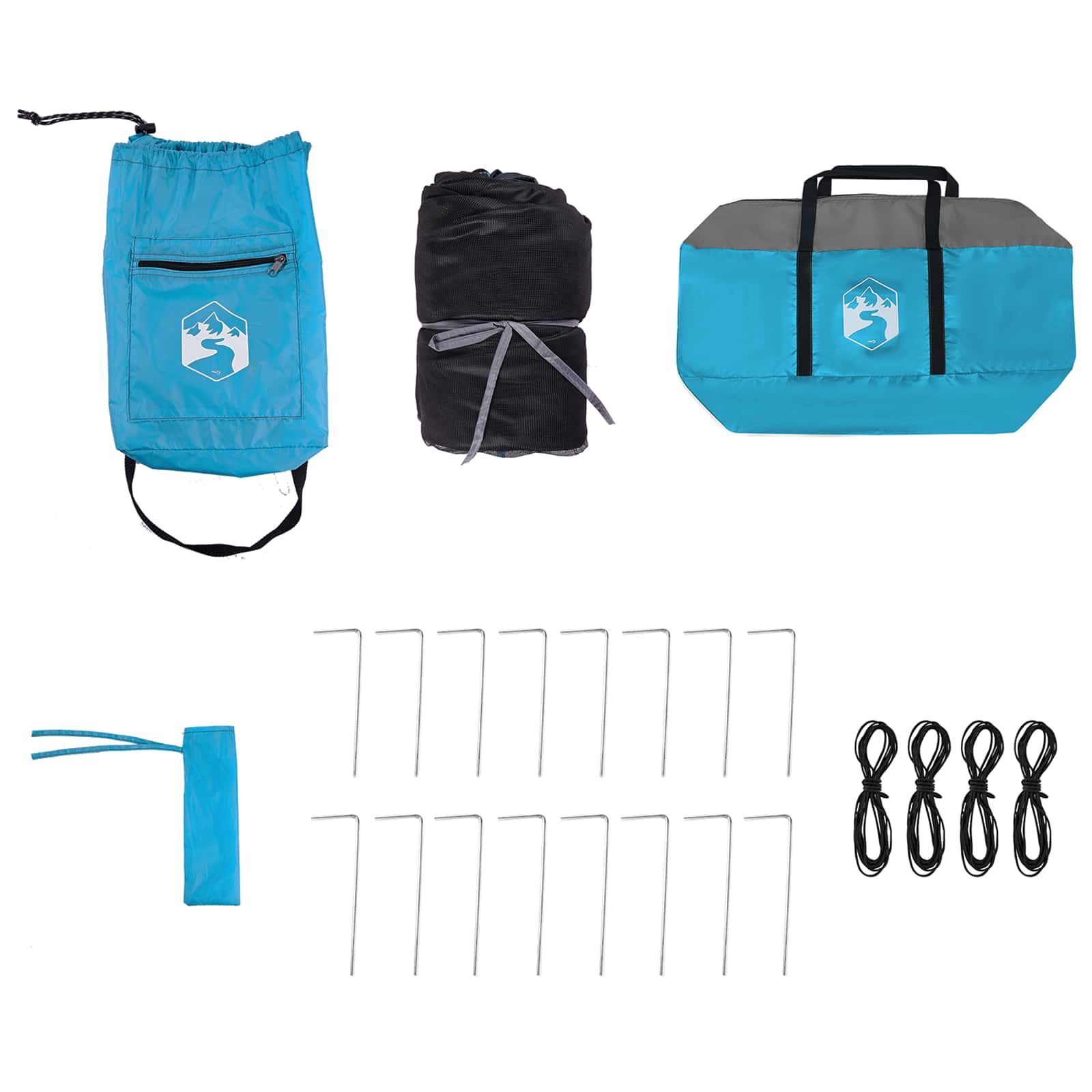 Camping Tent Set met dak met opslag 2 pcs Blauw Taffeta en Stof