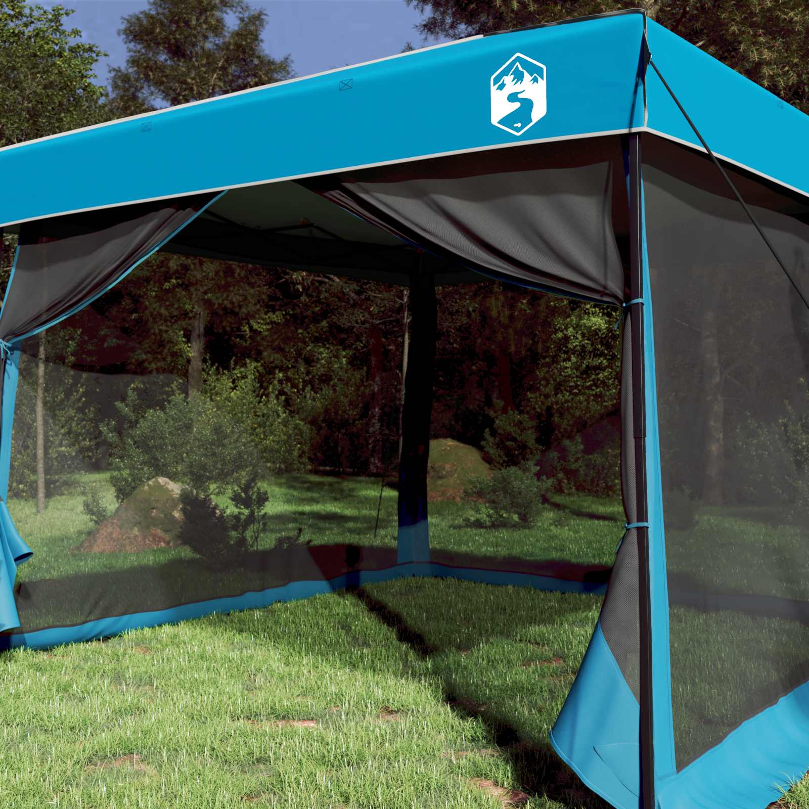 Camping Tent Set met dak met opslag 2 pcs Blauw Taffeta en Stof