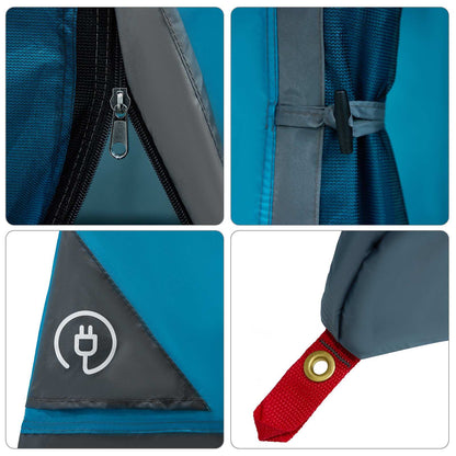 Camping Tent Set met dak met opslag 2 pcs Blauw Taffeta en Stof