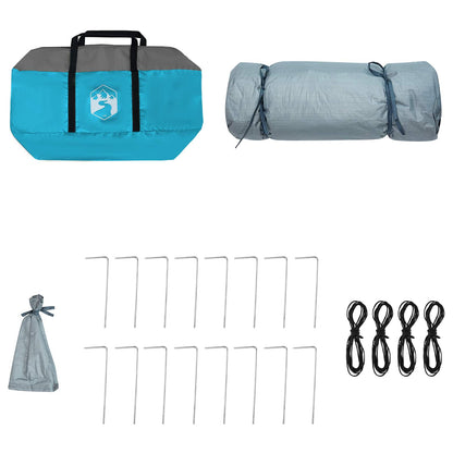 Camping Tent Set met dak met opslag 2 pcs Blauw Taffeta en Stof