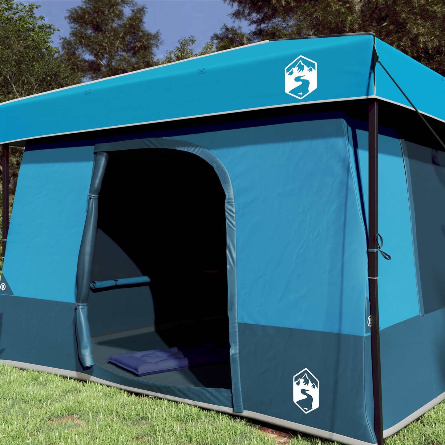 Camping Tent Set met dak met opslag 2 pcs Blauw Taffeta en Stof