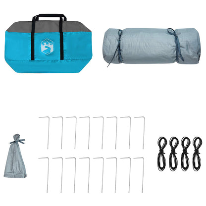 Camping Tent Set met dak met opslag 2 pcs Blauw Taffeta en Stof
