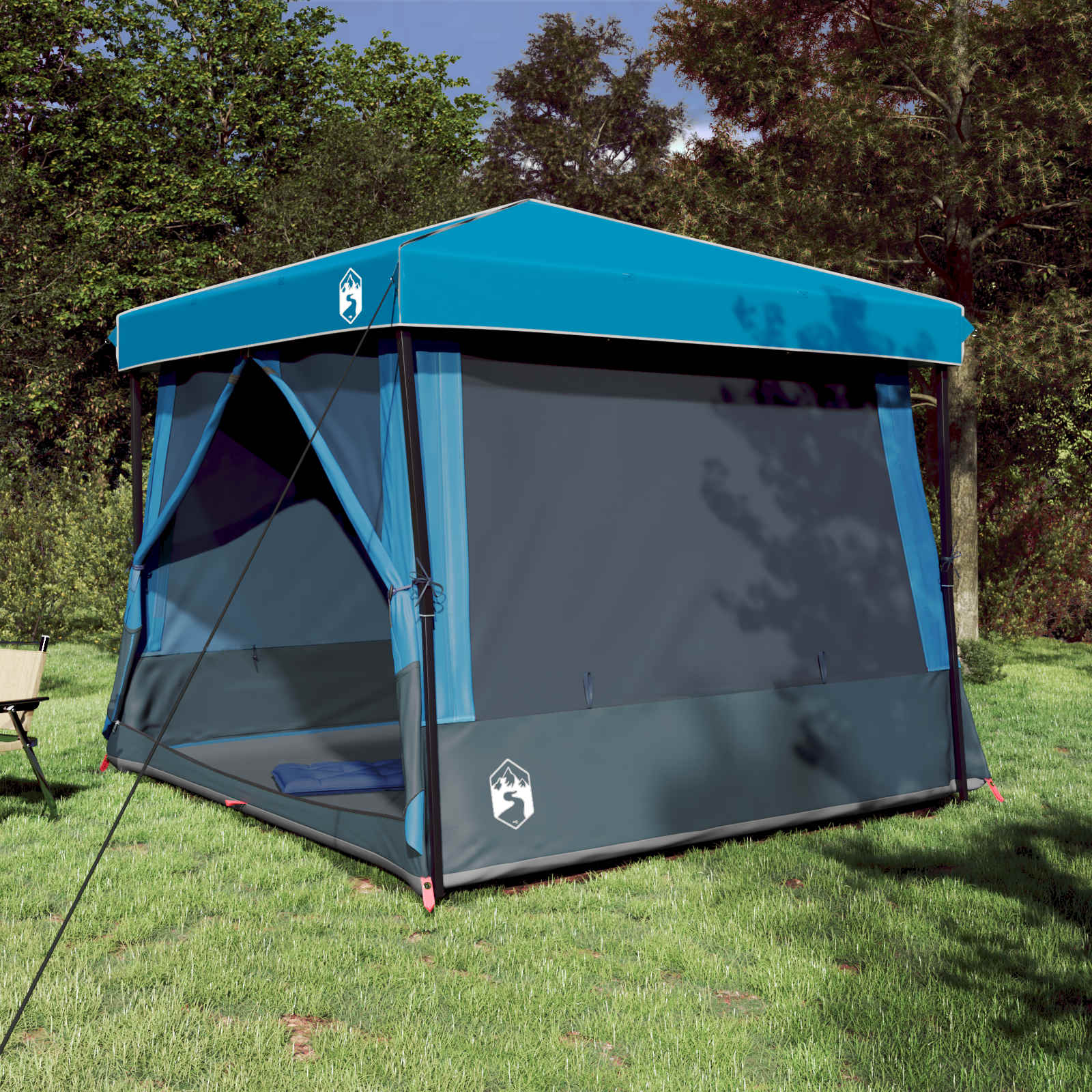 Camping Tent Set met dak met opslag 2 pcs Blauw Taffeta en Stof