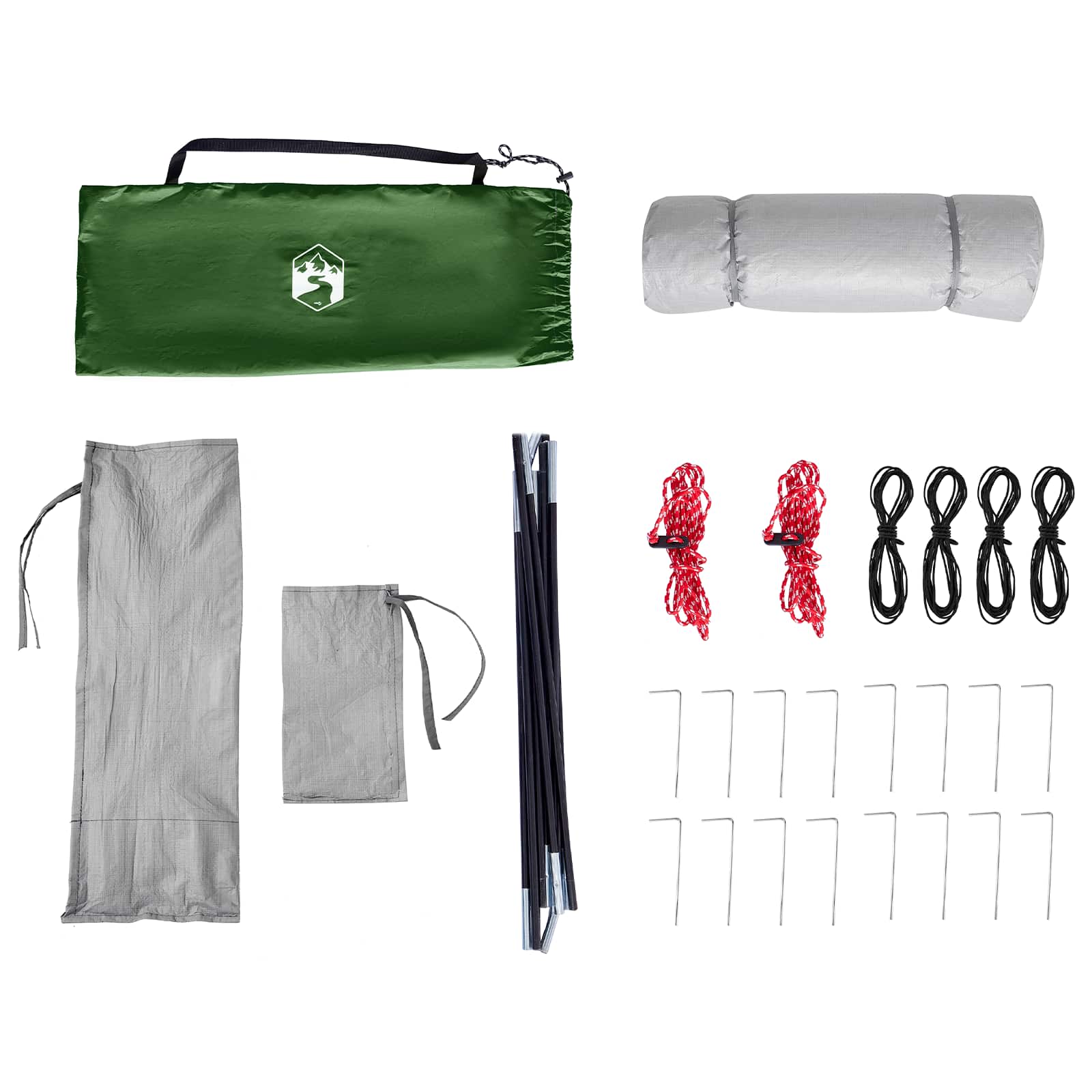 Camping Tent Set met dak met opslag 2 pcs Groen Taffeta en Stof