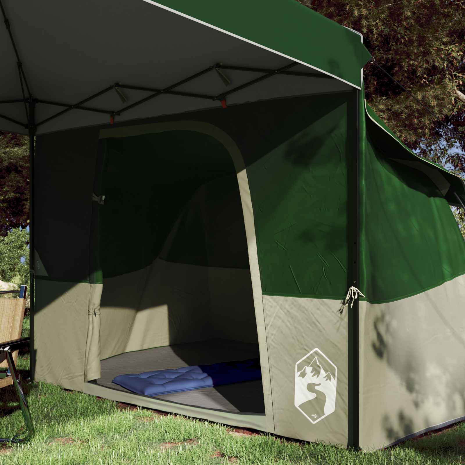 Camping Tent Set met dak met opslag 2 pcs Groen Taffeta en Stof