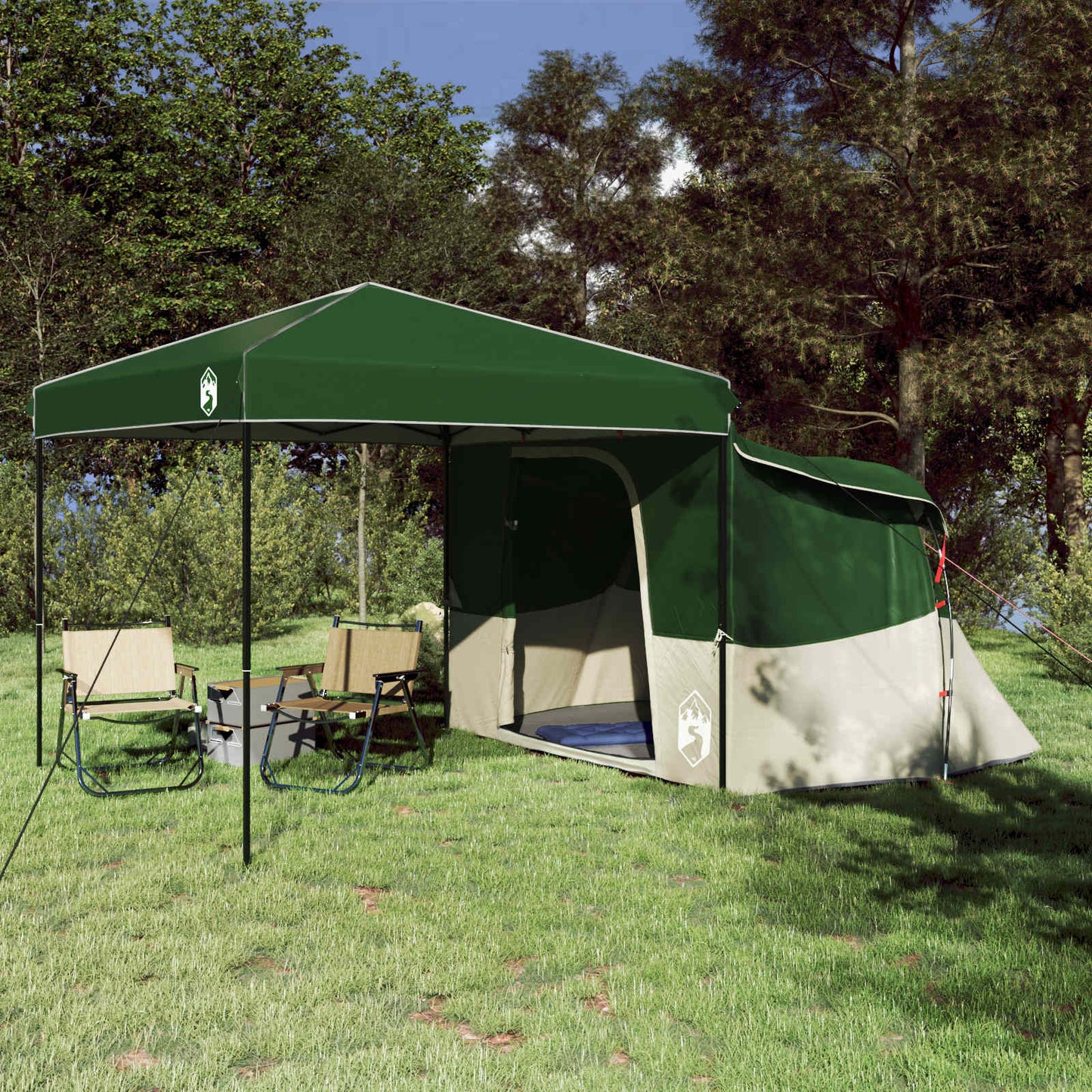 Camping Tent Set met dak met opslag 2 pcs Groen Taffeta en Stof
