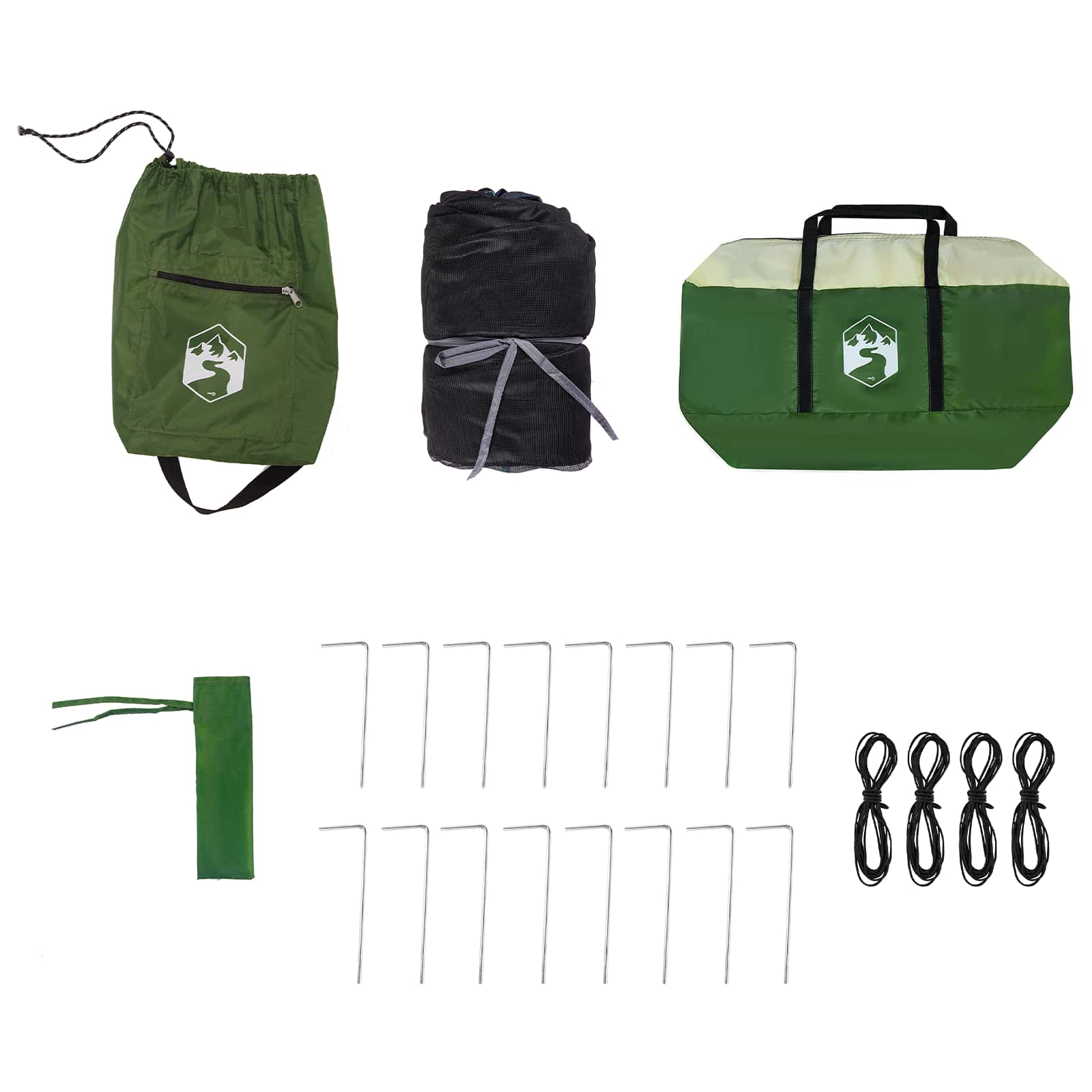 Camping Tent Set met dak met opslag 2 pcs Groen Taffeta en Stof