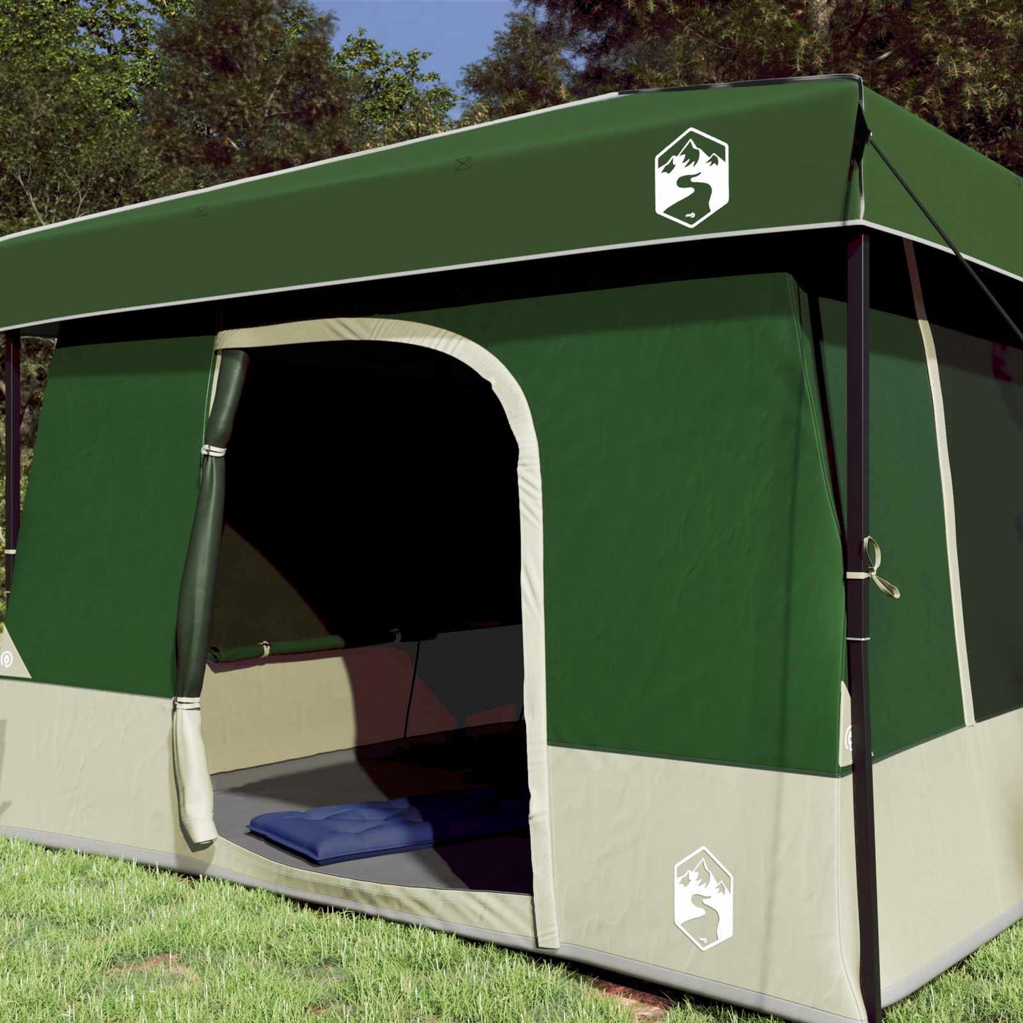 Camping Tent Set met dak met opslag 2 pcs Groen Taffeta en Stof