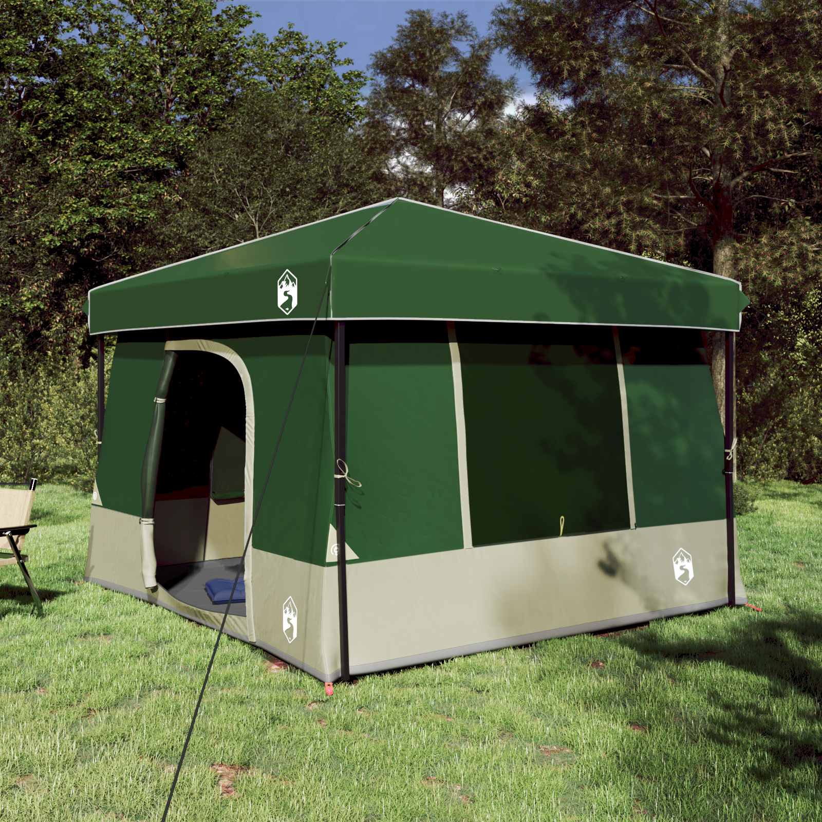 Camping Tent Set met dak met opslag 2 pcs Groen Taffeta en Stof