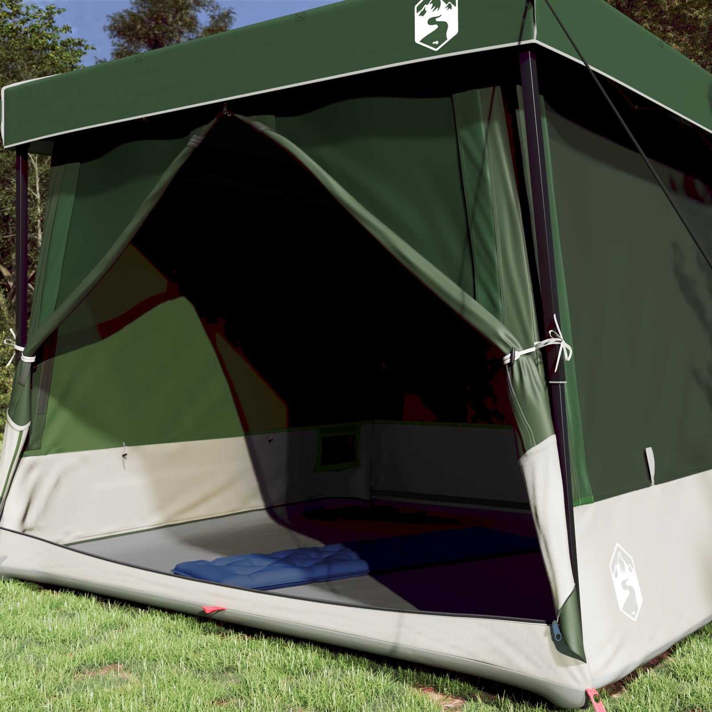 Camping Tent Set met dak met opslag 2 pcs Groen Taffeta en Stof
