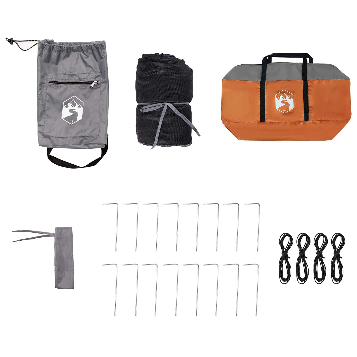 Camping Tent Set met dak 2 pcs Grijs en Oranje Taffeta en Stof