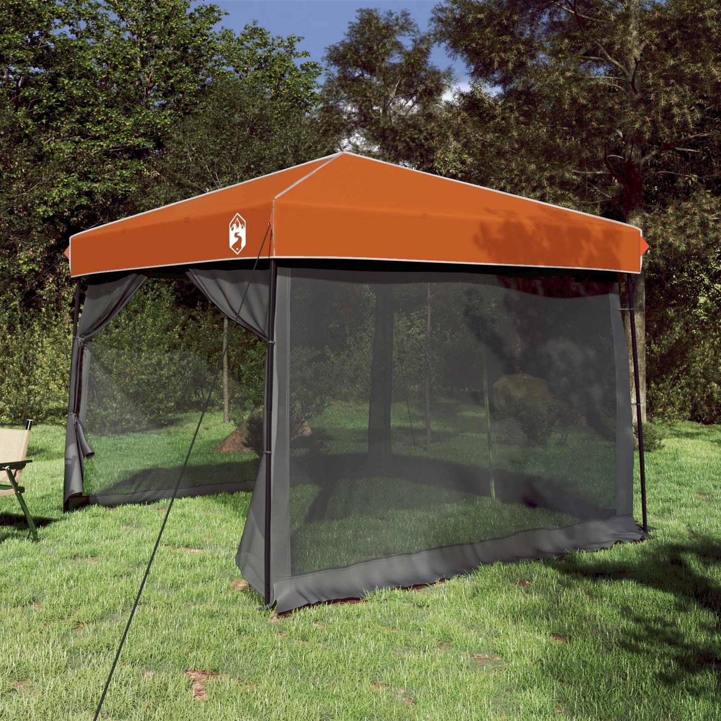 Camping Tent Set met dak 2 pcs Grijs en Oranje Taffeta en Stof