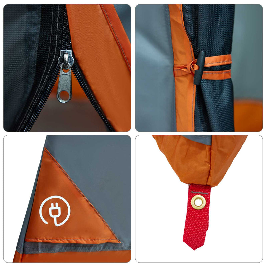 Camping Tent Set met dak 2 pcs Grijs en Oranje Taffeta en Stof