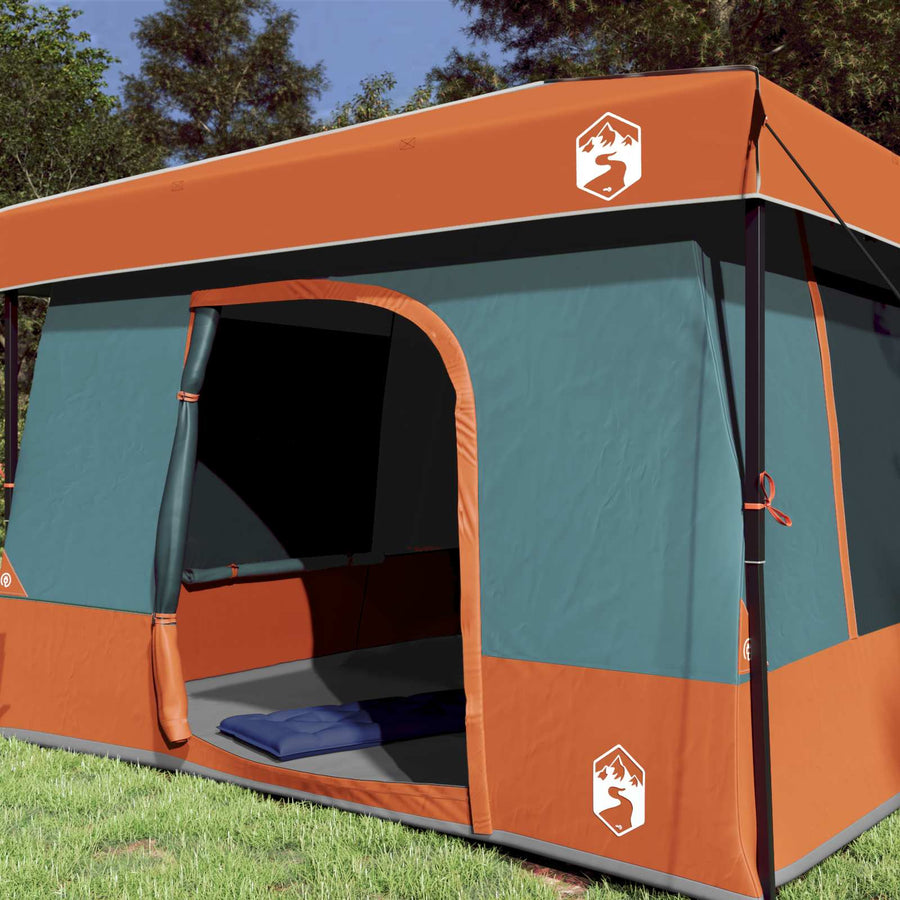 Camping Tent Set met dak 2 pcs Grijs en Oranje Taffeta en Stof