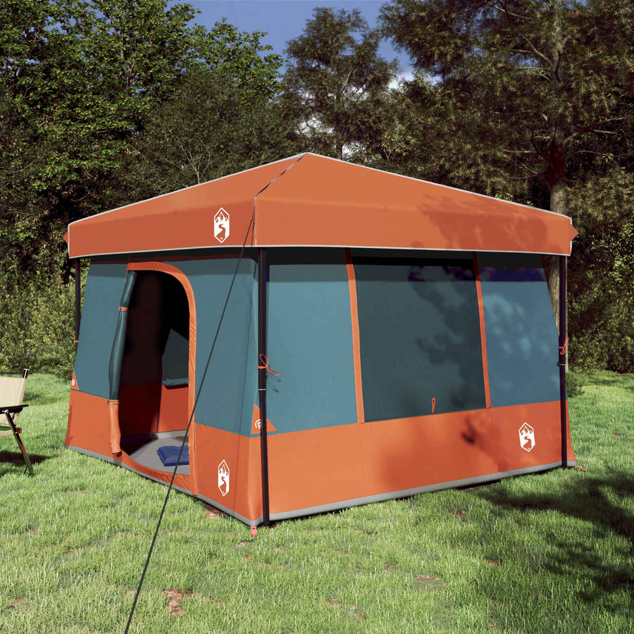 Camping Tent Set met dak 2 pcs Grijs en Oranje Taffeta en Stof