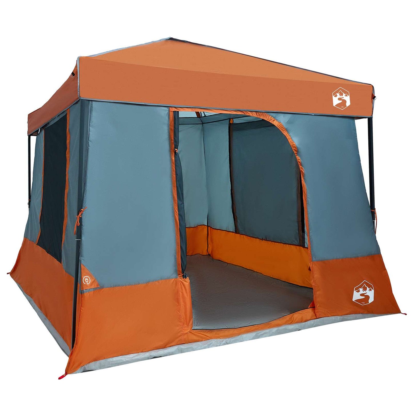 Camping Tent Set met dak 2 pcs Grijs en Oranje Taffeta en Stof