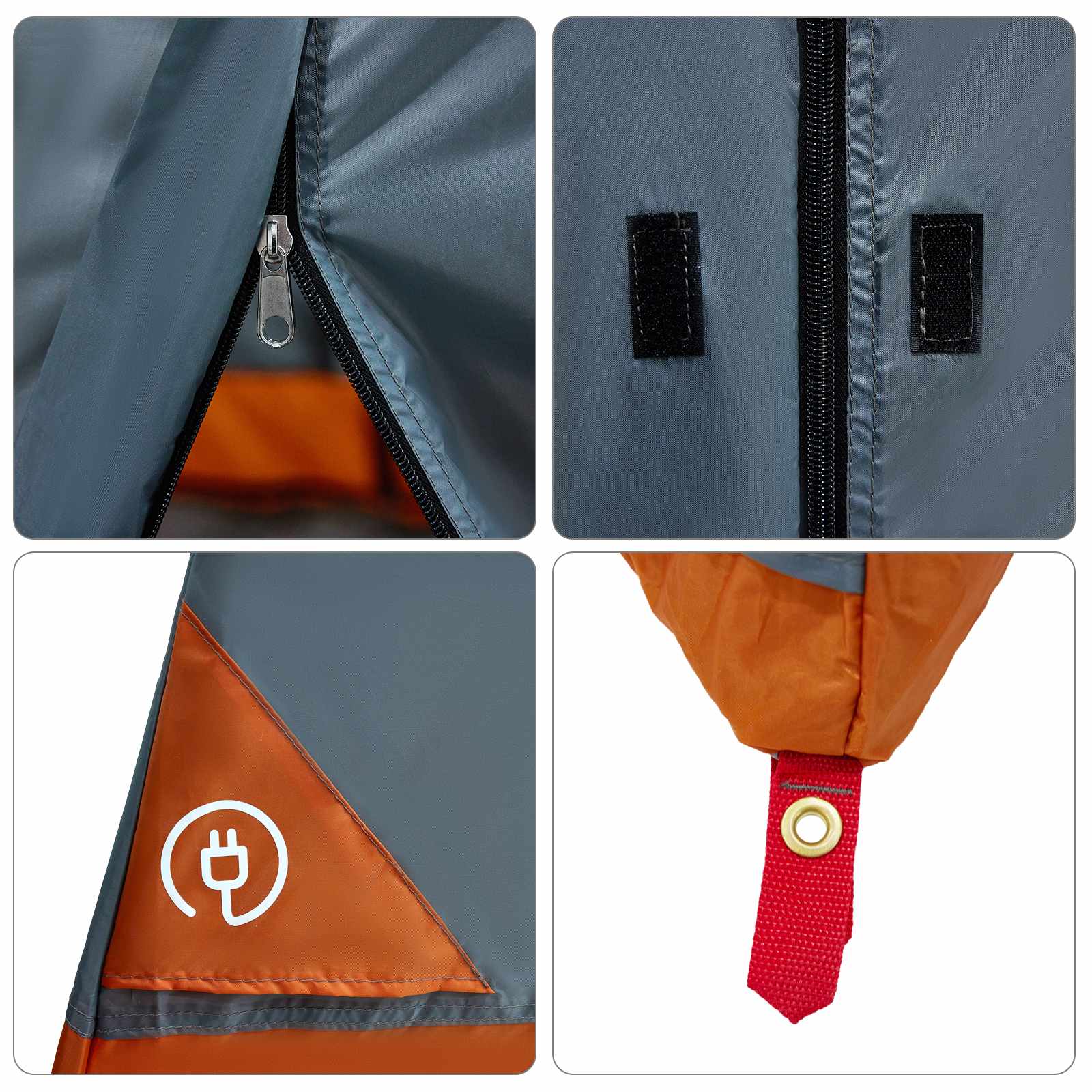 Camping Tent Set met dak 2 pcs Grijs en Oranje Taffeta en Stof
