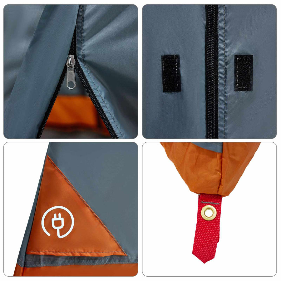 Camping Tent Set met dak 2 pcs Grijs en Oranje Taffeta en Stof