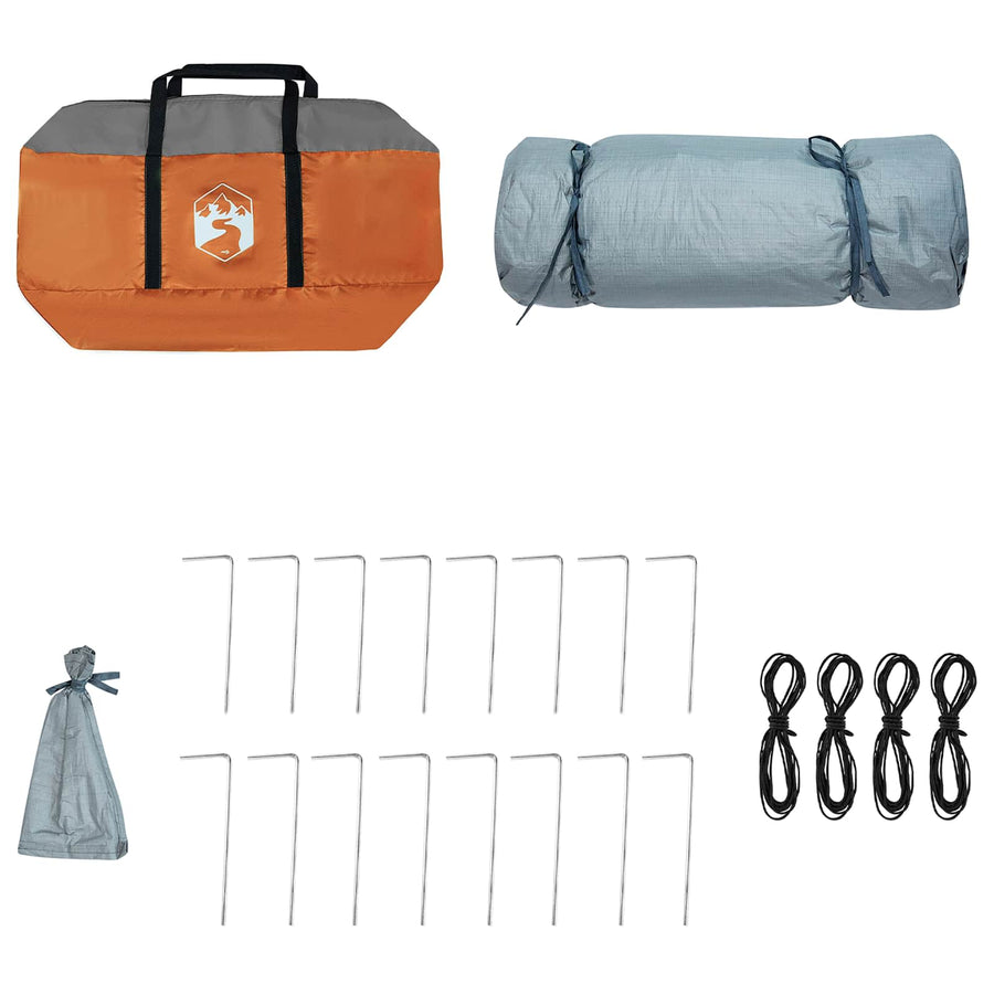 Camping Tent Set met dak 2 pcs Grijs en Oranje Taffeta en Stof
