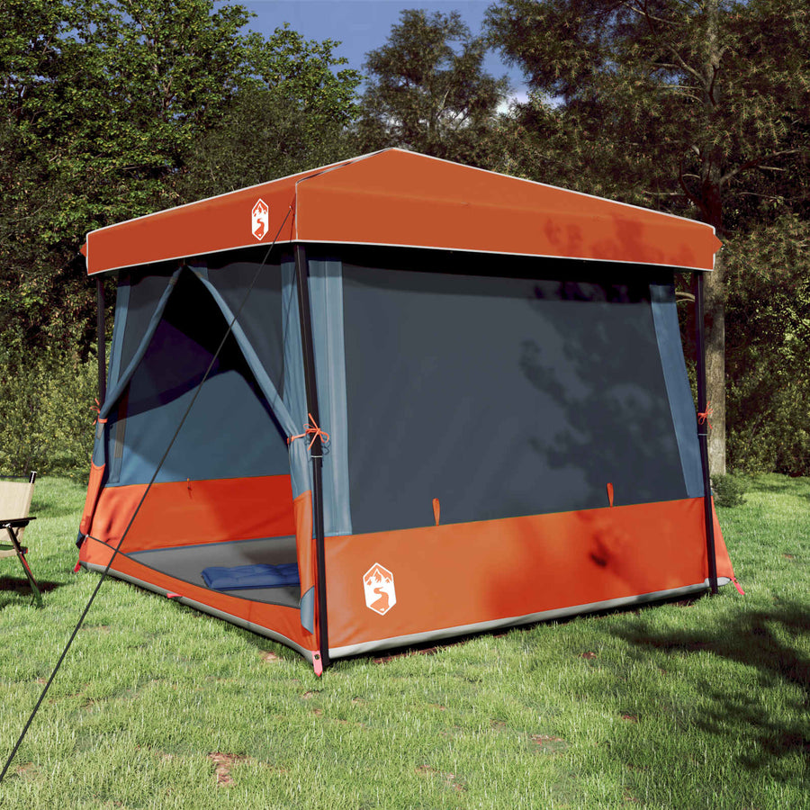 Camping Tent Set met dak 2 pcs Grijs en Oranje Taffeta en Stof