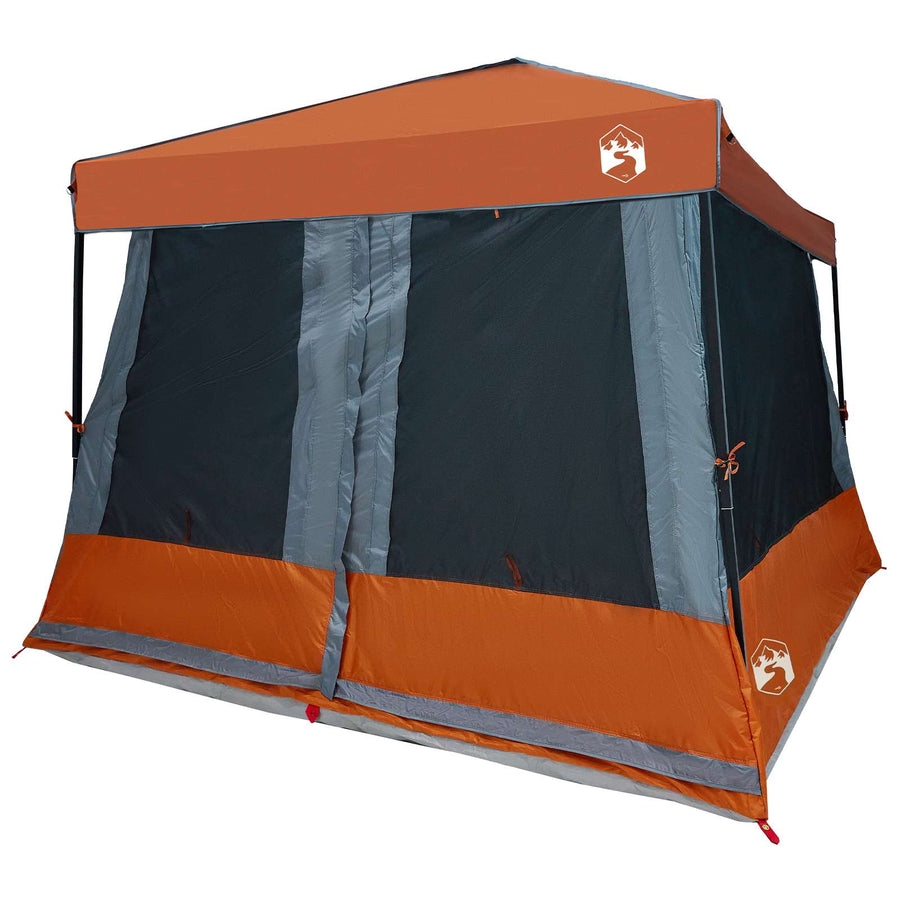 Camping Tent Set met dak 2 pcs Grijs en Oranje Taffeta en Stof