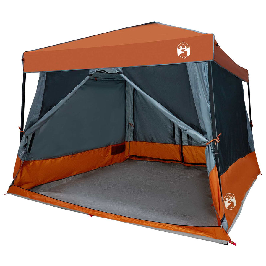 Camping Tent Set met dak 2 pcs Grijs en Oranje Taffeta en Stof