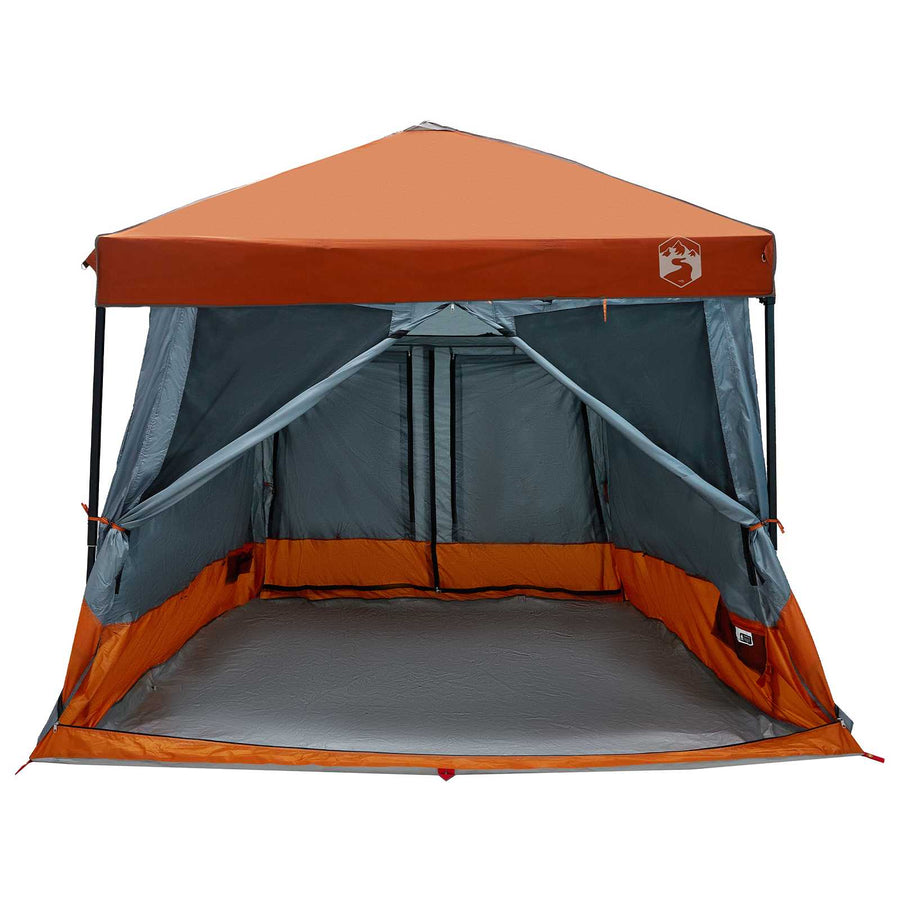 Camping Tent Set met dak 2 pcs Grijs en Oranje Taffeta en Stof