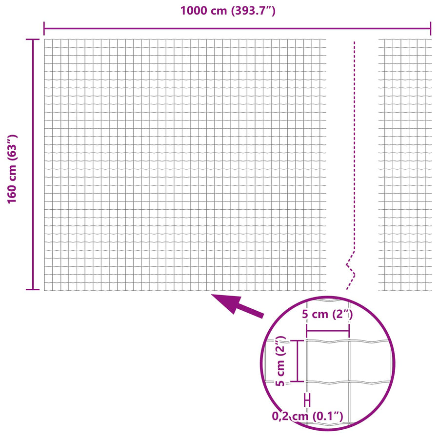 Euro Hek Grijs 1,6 x 10 m PVC-gecoat ijzer