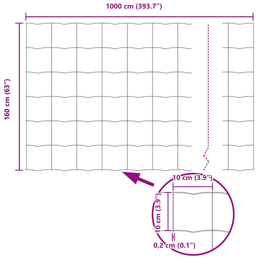 Euro Hek Grijs 1,6 x 10 m PVC-gecoat ijzer