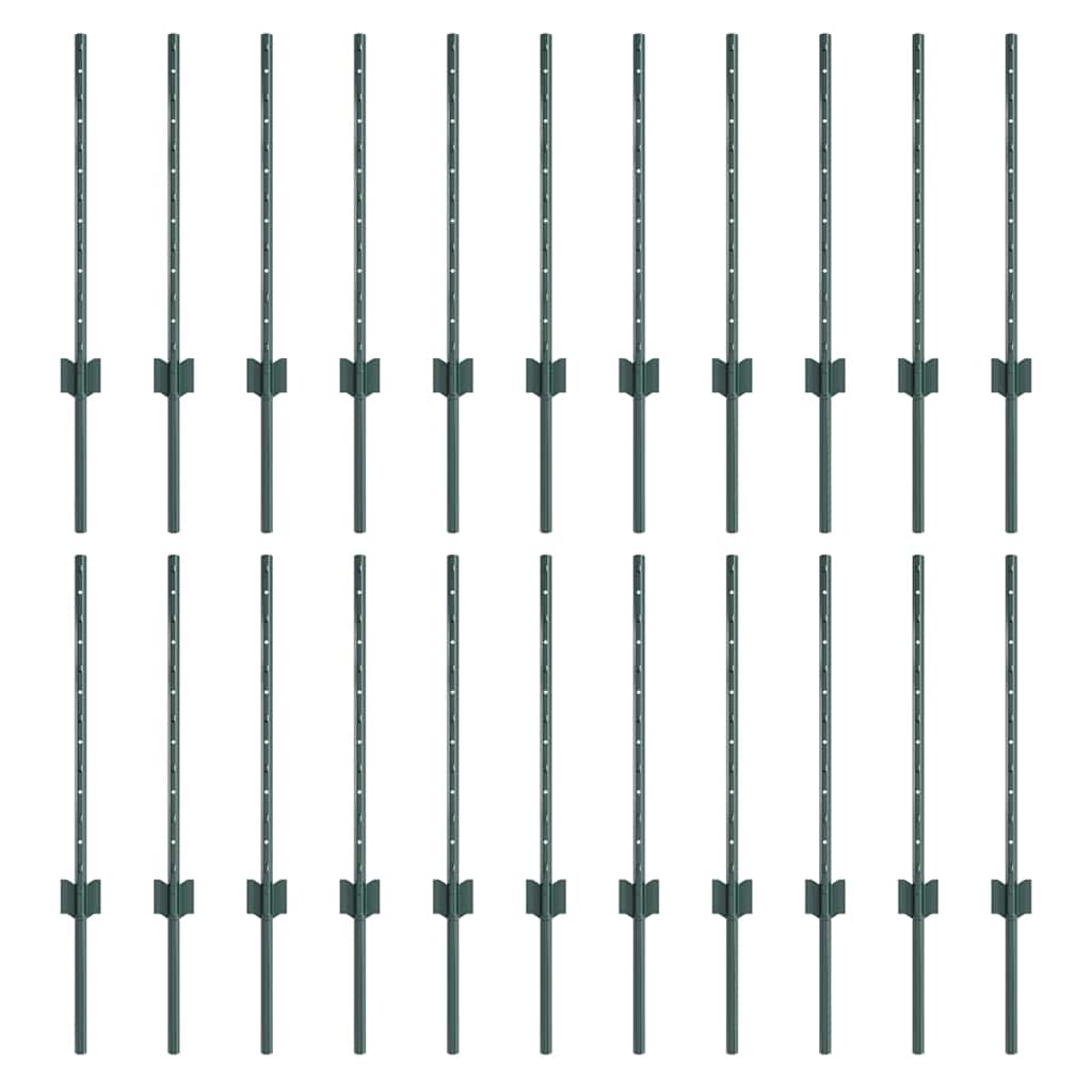 Afrasteringspaal 22 Pcs Groen Staal Staal/groen