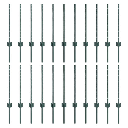 Afrasteringspaal 22 Pcs Groen Staal Staal/groen