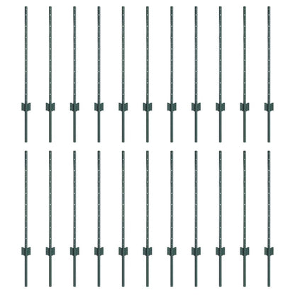 Hekpalen 22 Pcs Groen Staal Staal/groen