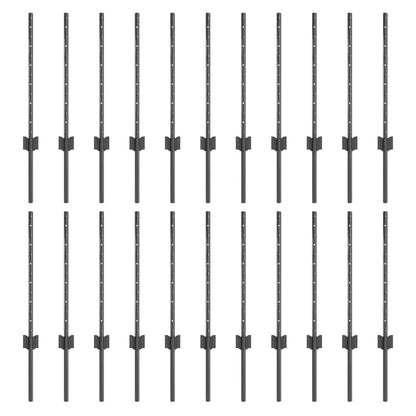 Afrasteringspaal 22 pcs Grijs 100 cm Staal